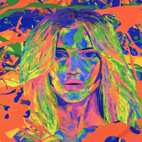 Aofmoka Blacklight Fluorescent UV Tshirt Men Size S Women Faces Neon Club Party - Picture 5 of 11